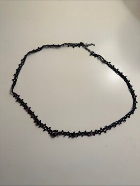 Black Beaded Lace Choker Necklace - Women Jewelry